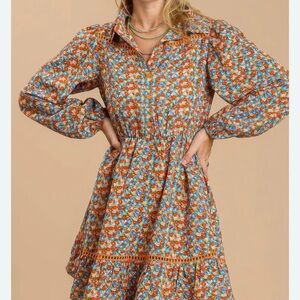Umgee XL Floral Long-Sleeve Dress